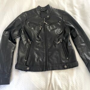 JouJou Faux Leather Moto Bomber Jacket